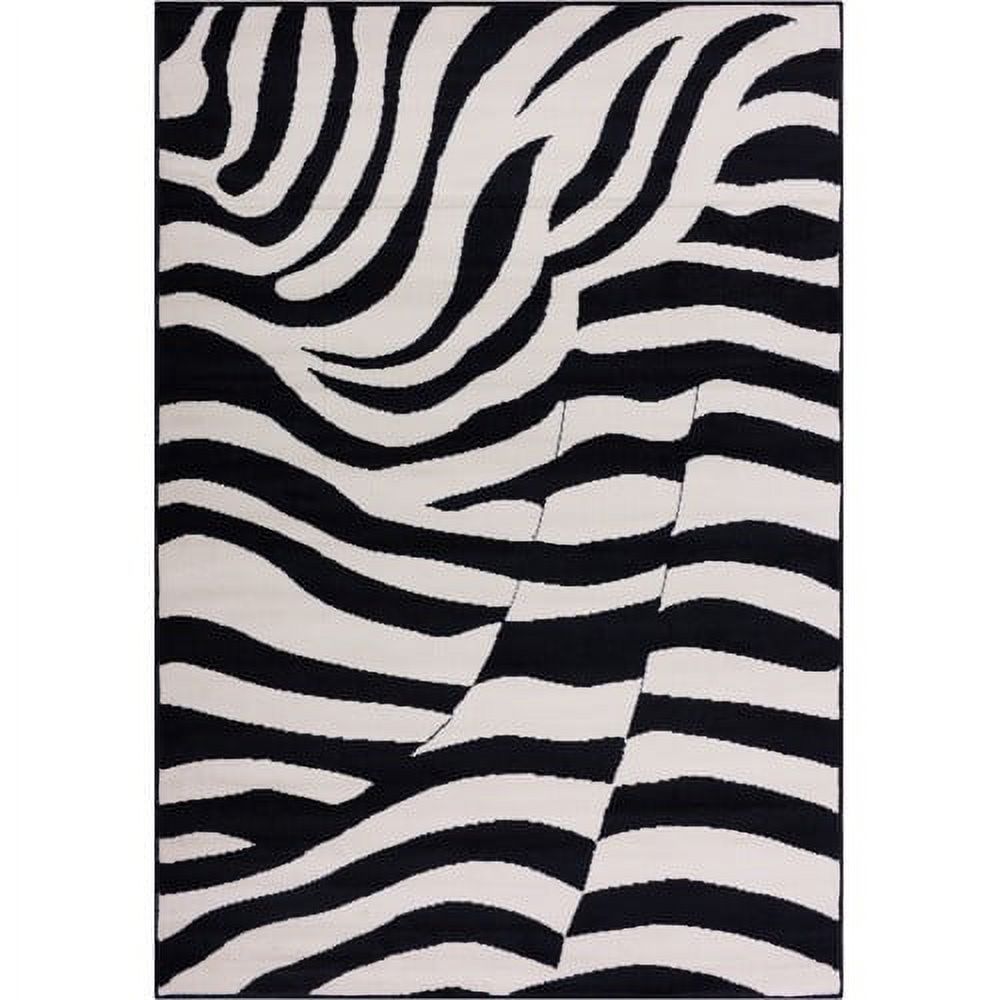 Well Woven Miami Zebra Animal Print Runner Rug, Black, 20" x 7'2