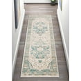 thumbnail image 1 of Well Woven Millie Tribal Blue Medallion 2x7 (2'3'' x 7'3'' Runner) Area Rug Mint Blue & Gold Modern Distressed Oriental Carpet, 1 of 7