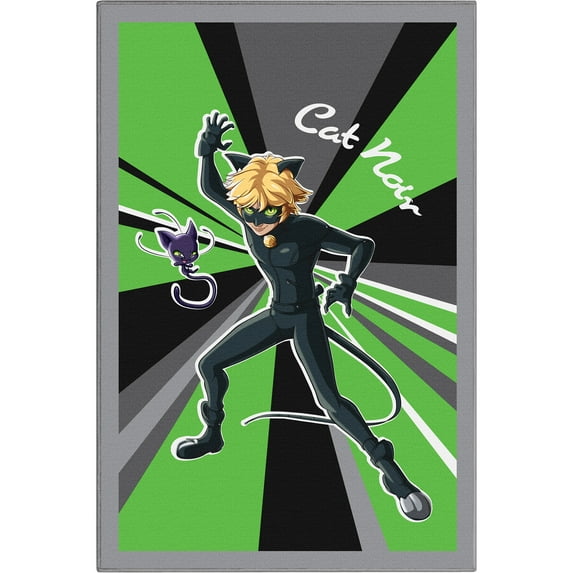 Well Woven Miraculous Ladybug Cat Noir Green 3'3" x 5' Area Rug
