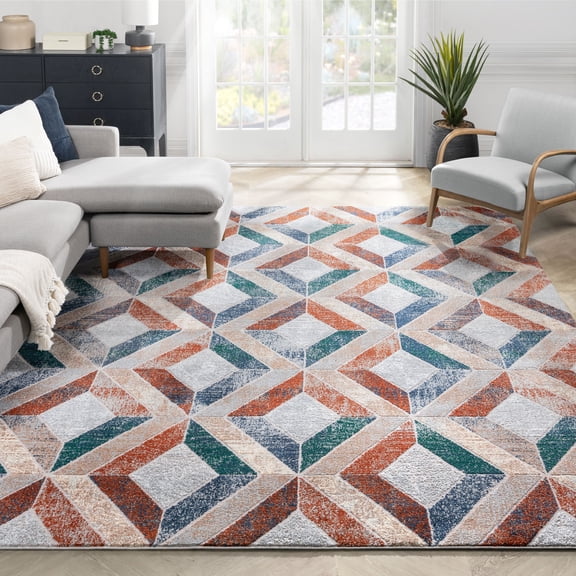 Well Woven Modern Geometric Woven Area Rug, 5.25' x 7.25'