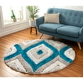thumbnail image 1 of Well Woven Moira Blue Geometric Trellis Thick Soft Plush 3D Textured Shag Area Rug, 1 of 3
