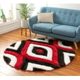 thumbnail image 1 of Well Woven Moira Red Geometric Trellis Thick Soft Plush 3D Textured Shag Area Rug, 1 of 3