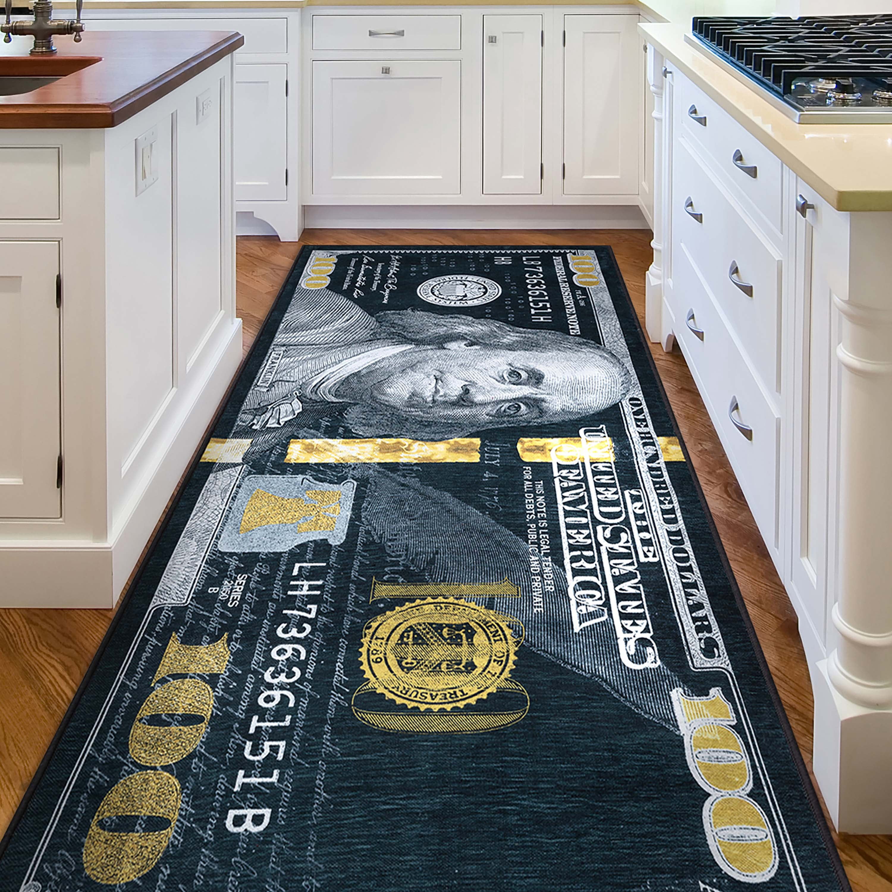 Money Stack Rug Free Shipping! Well Woven Money Runner Rug Black Gold 3'3