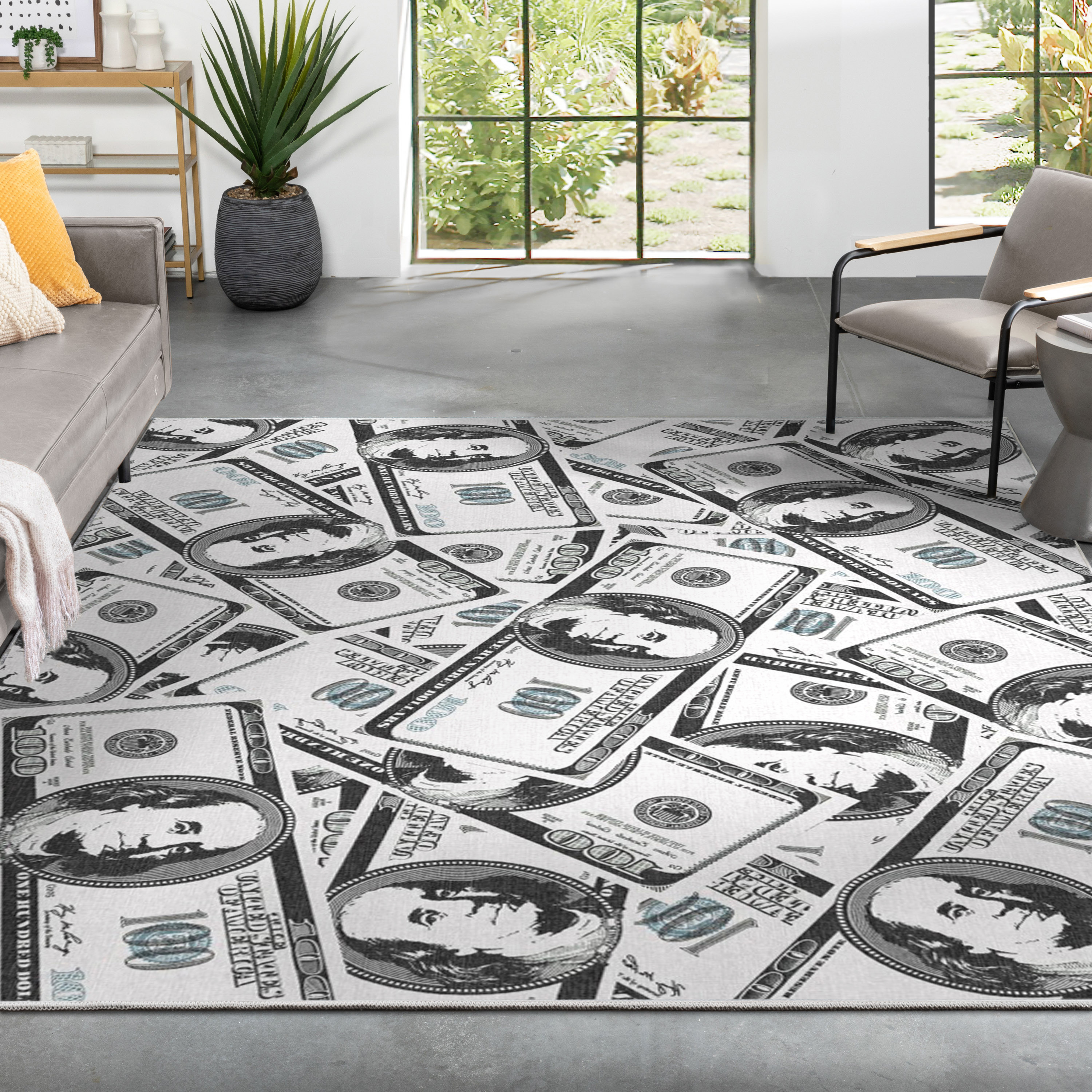 Money Stack Rug Well Woven Money Collection Hundred Dollar Bill 9'10