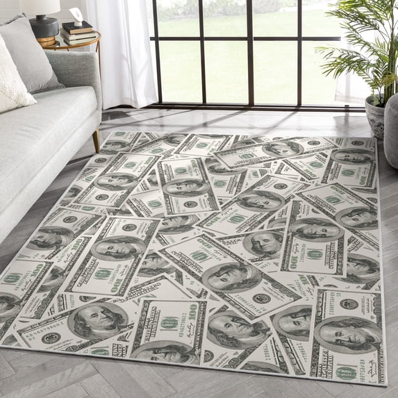 Well Woven Money Dollar Front 2006A Modern Modern Green 5' x 7' Area Rug