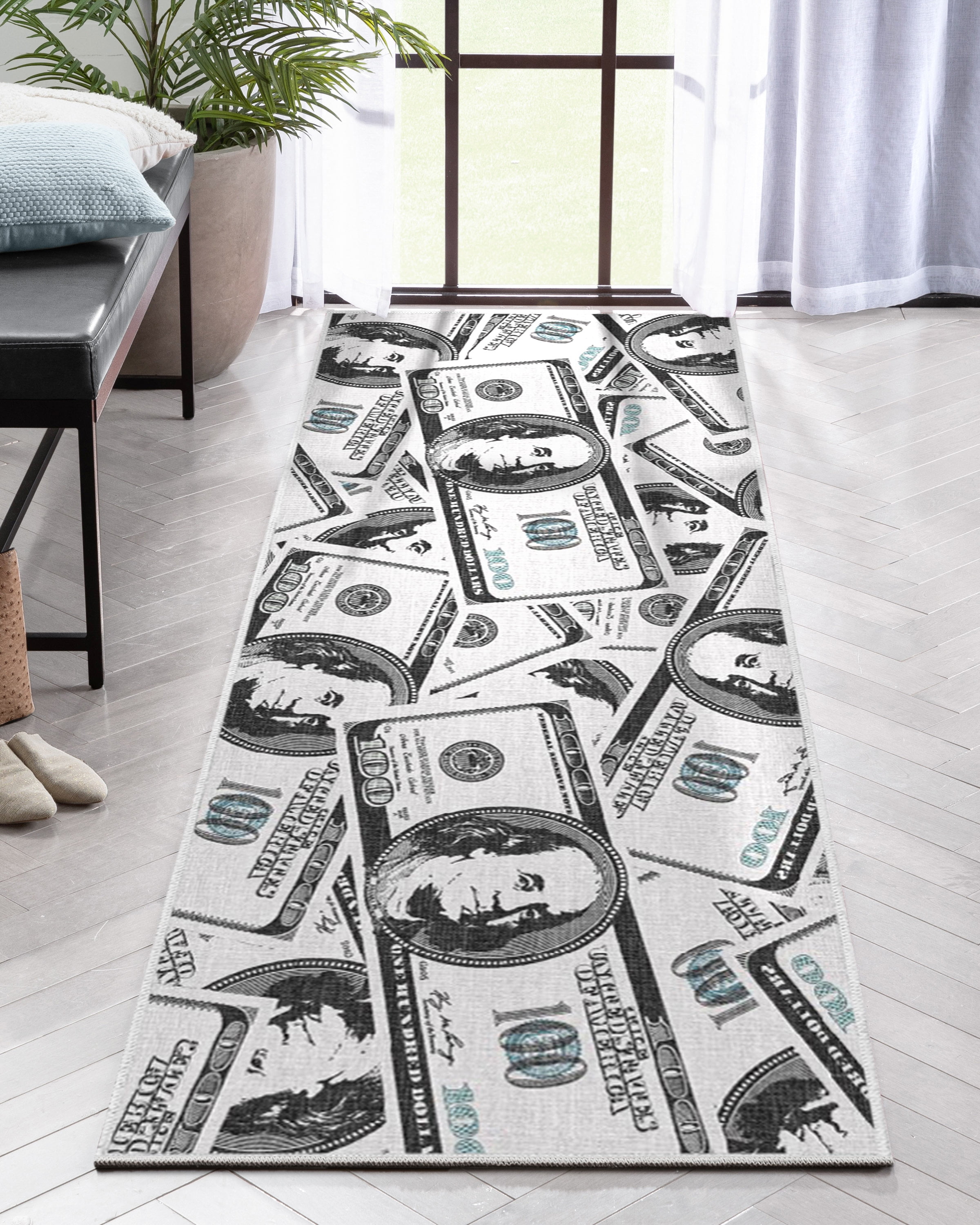 Well Woven Money Dollar Stacked Modern Modern Green 2' x 5' Runner Rug ...