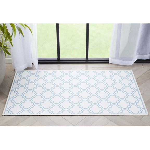 Well Woven Moroccan Trellis 2'3" x 3'11" Area Rug Ivory & Dark Blue