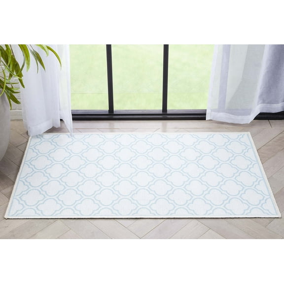 Well Woven Moroccan Trellis 2'3" x 3'11" Area Rug Ivory & Light Blue