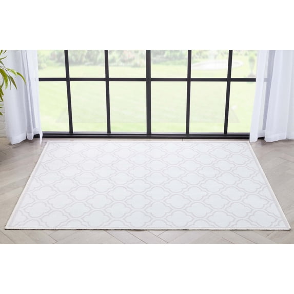 Well Woven Moroccan Trellis 3'11" x 5'3" Area Rug Ivory