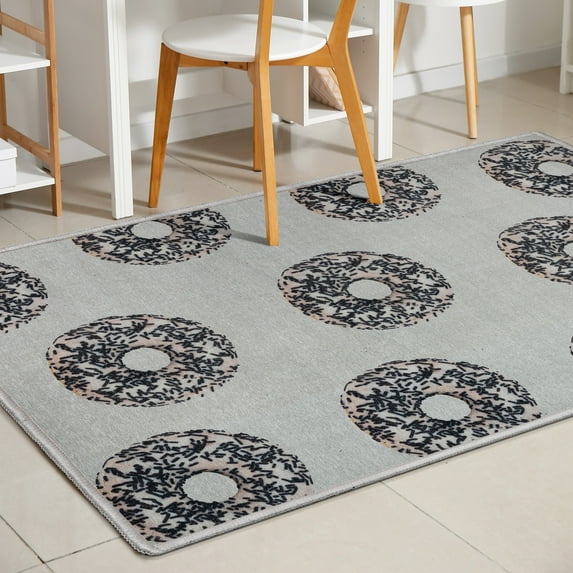 Well Woven Multi Donuts with Sprinkles 3'3" x 5' Black and White Area Rug
