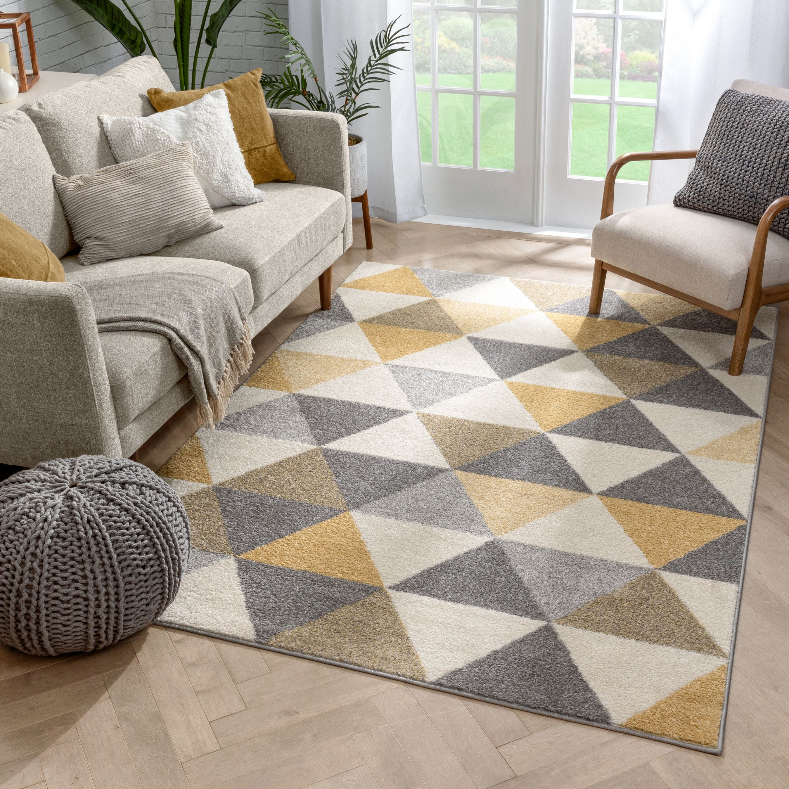 Well Woven Mystic Alvin Mid-Century Modern Geometric Gold 9' x 12' Area Rug