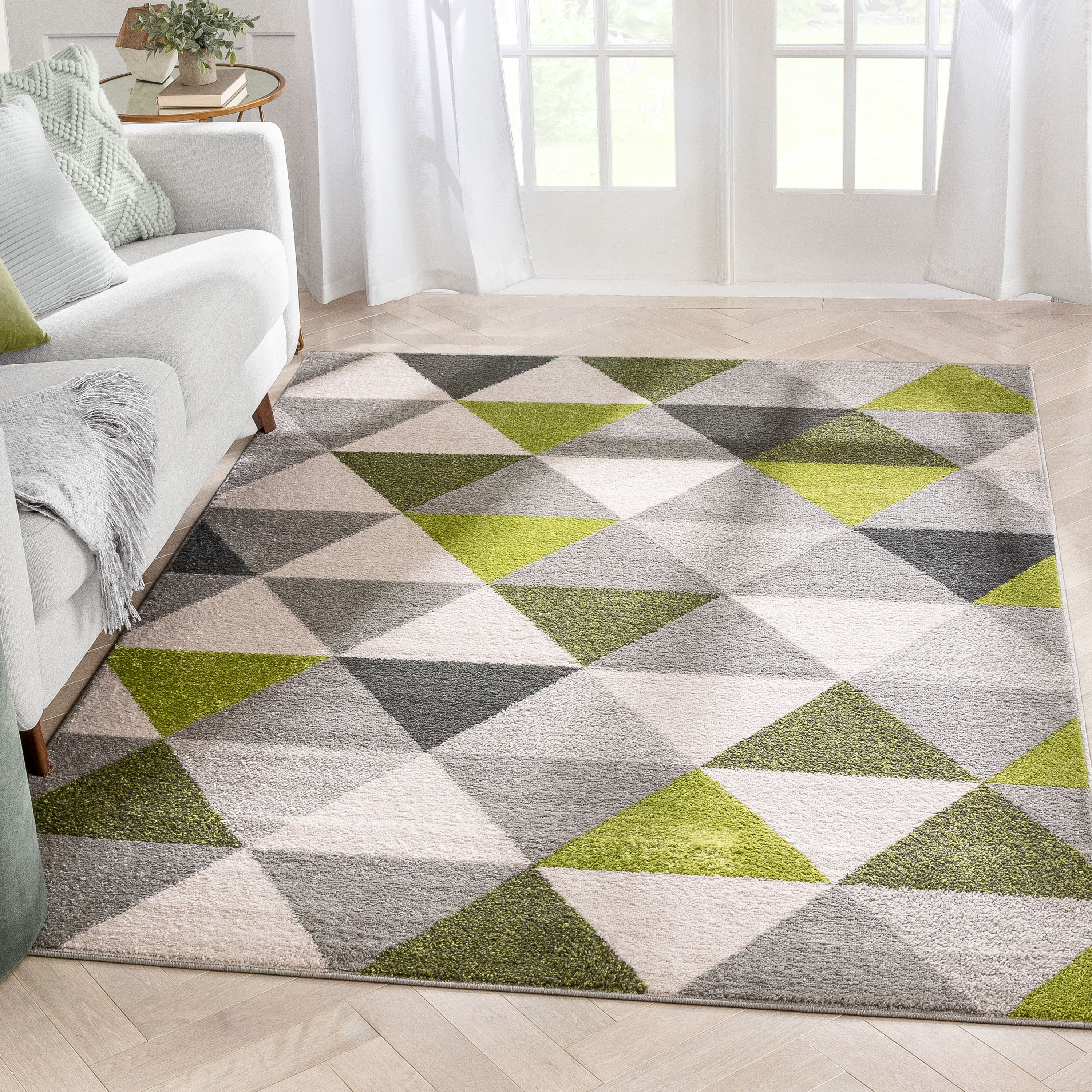 Well Woven Mystic Alvin Mid-Century Modern Geometric Green 9'3" x 12'3" Area Rug