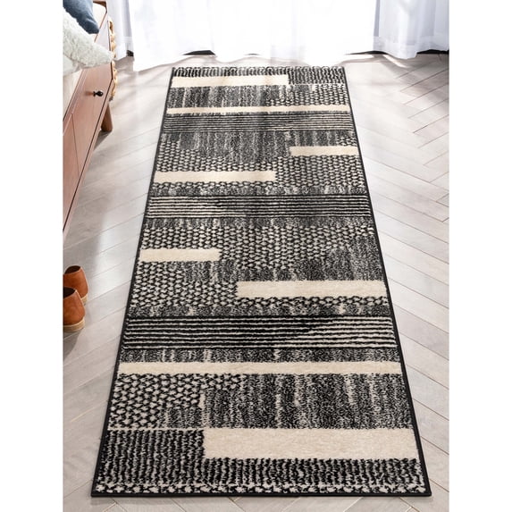 Well Woven Mystic Athena Modern Moroccan Black Dark Grey 2' x 7'3" Runner Rug