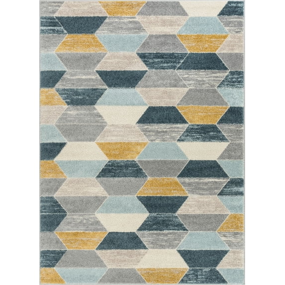 Well Woven Mystic Maddox Contemporary Geometric Blue 2'7" x 9'10" Runner Rug