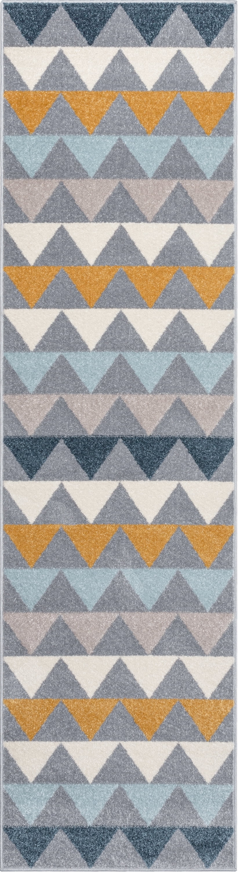 Nova Mystic Gray Geometric 2'7" x 9'10" Synthetic Runner Rug