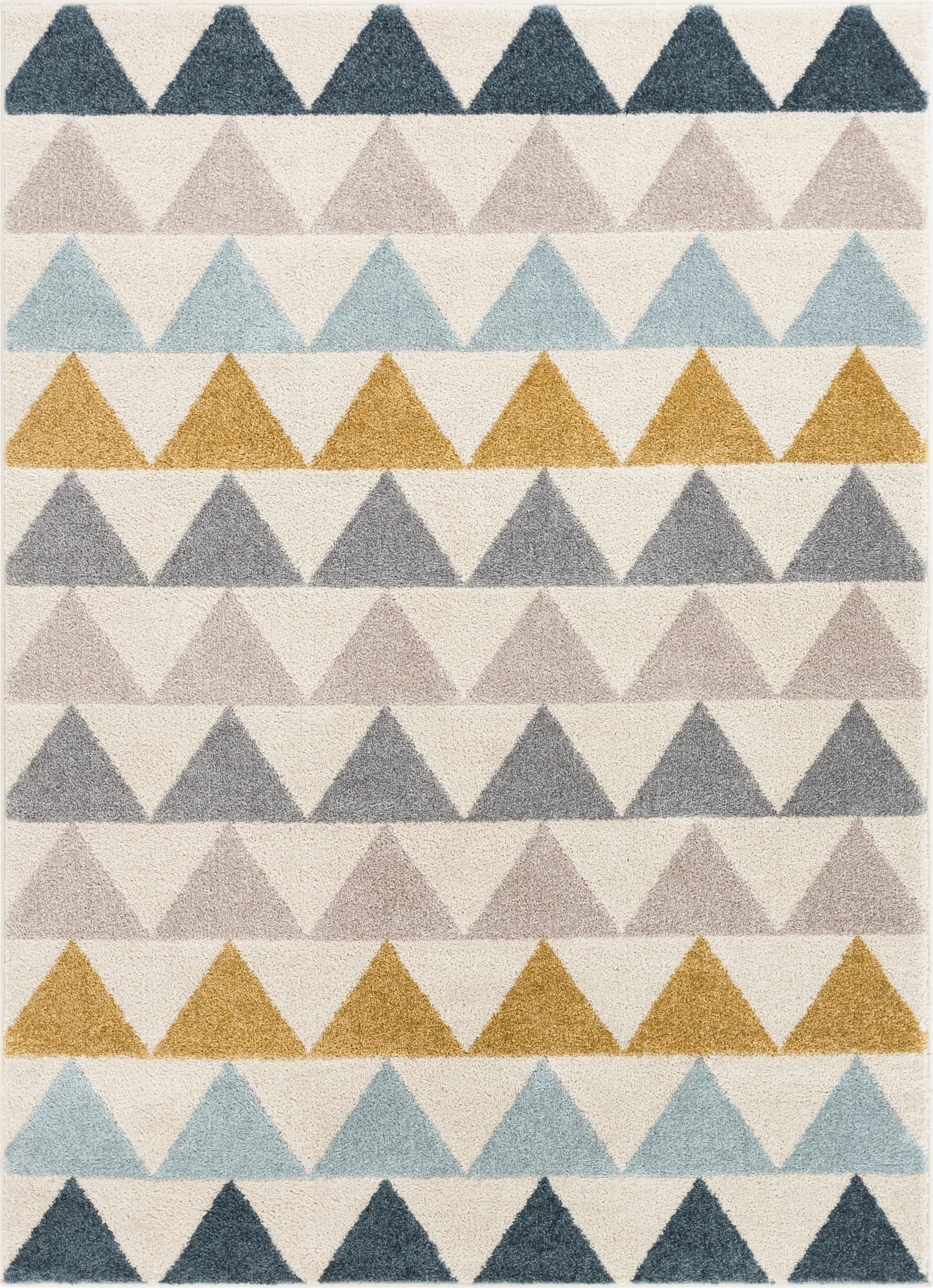 Ivory and Multicolor Geometric Synthetic 8' x 10' Area Rug