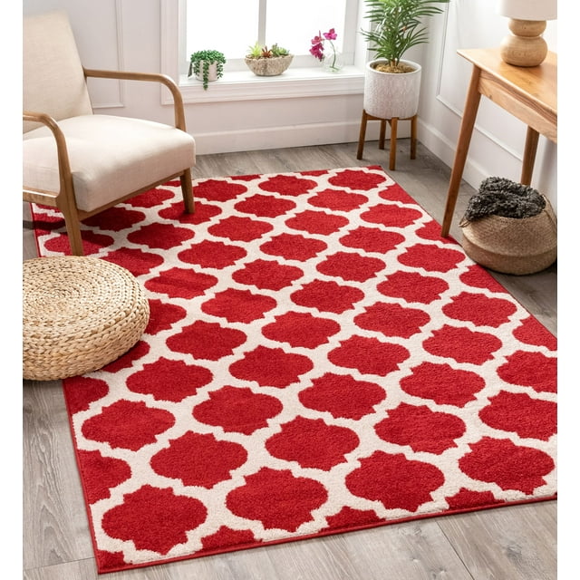 Well Woven MC-50-7 Zoe Modern Trellis Rug&#44; Red - 7 ft. 10 in. x 9 ft. 10 in.