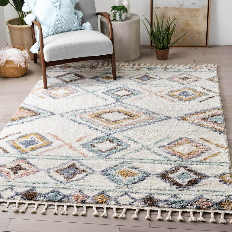 Well Woven Nala Moroccan Area Rug, 3.92' x 5.25', Cotton Fringe