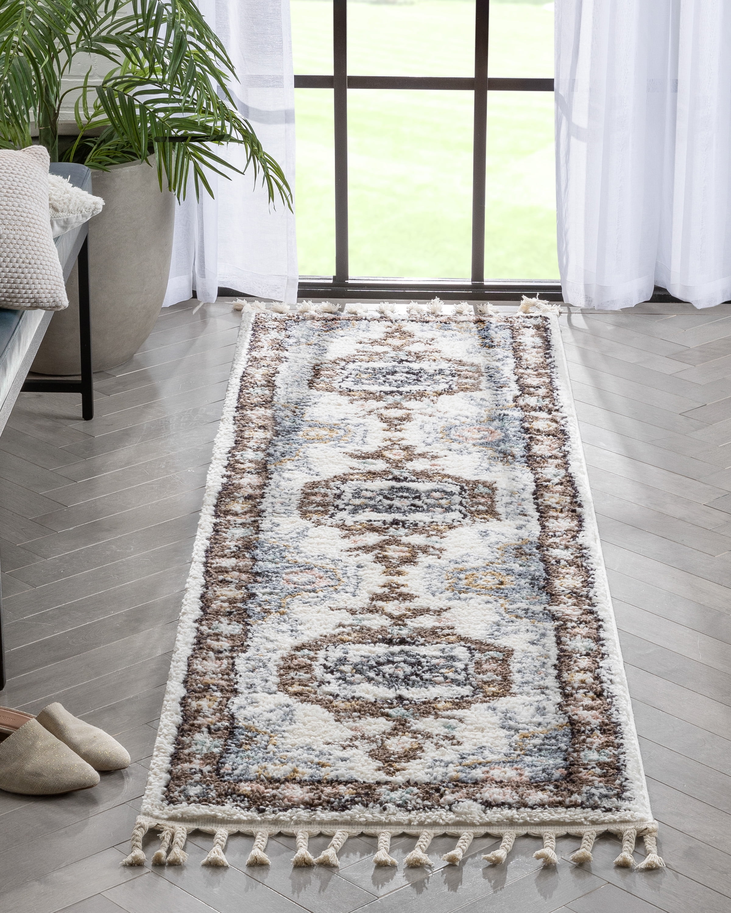 Well Woven Nala Rialta Vintage Oriental Brown Fringed Plush Pile 2'3" x 7'3" Runner Rug
