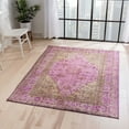thumbnail image 1 of Well Woven Nile Gila Vintage Bohemian Medallion Botanical Border Pink 5' x 7' Machine Washable Flat-Weave Area Rug, 1 of 8