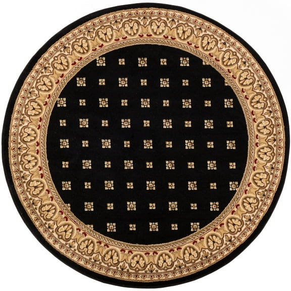 Well Woven Noble 3'11" Black Palace French Traditional Round Area Rug