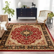 Well Woven Noble Medallion Red Beige Oriental 67" x 96" Dining Room Area Rug