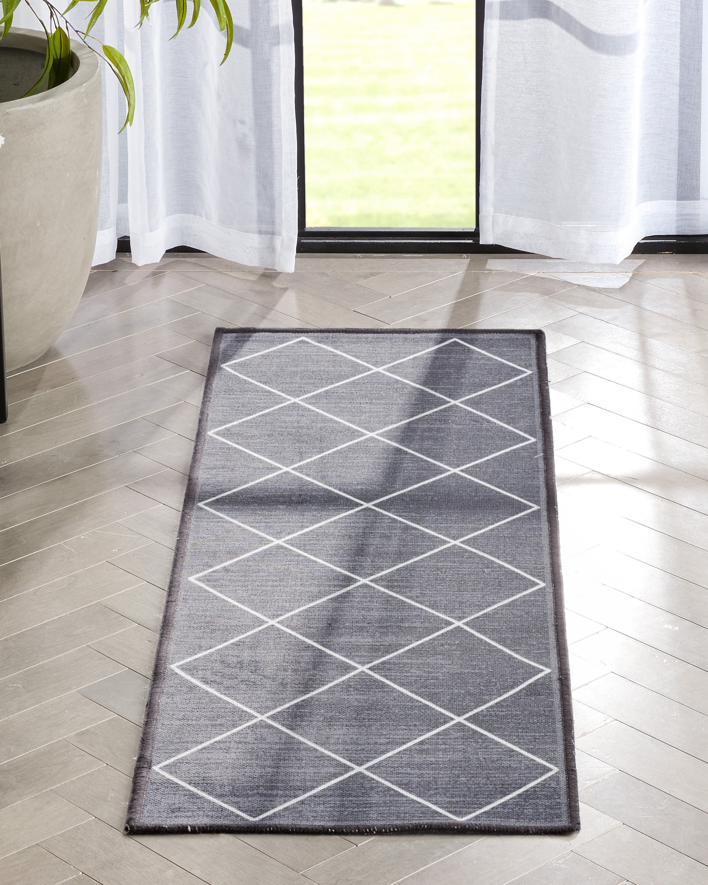 Well Woven Non-Skid/Slip Rubber Back Antibacterial Diamond Lattice ...