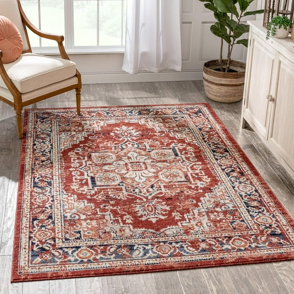 Well Woven Novriku Red Persian Floral Medallion Area Rug 8x10 (7'10" x 9'10")