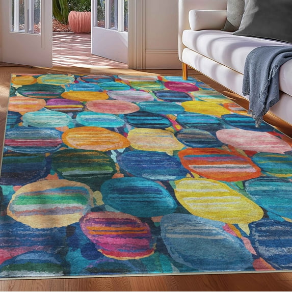 Well Woven Nuances 5'3" x 7'3" Rug – Vibrant Multicolor, Stain-Resistant & Easy to Clean