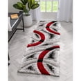 thumbnail image 1 of Well Woven Olly Red Geometric Stripes Thick Soft Plush 3D Textured Shag 2'3" x 7'3" Runner Rug, 1 of 8