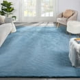 thumbnail image 1 of Well Woven Opal Crest Textured Solid Dark Blue Modern Faux Fur 7'9" x 9'10" Area Rug, 1 of 8