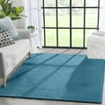 thumbnail image 1 of Well Woven Opal Crest Textured Solid Light Blue Modern Faux Fur 2'11" Round Rug, 1 of 7