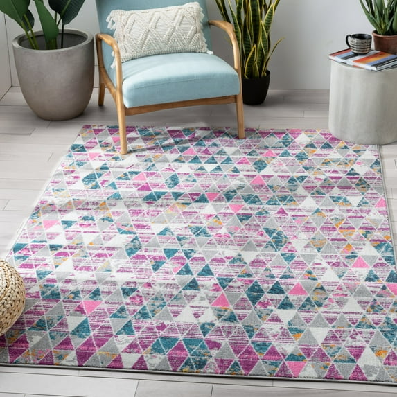 Well Woven Paloma Keyla Transitional Abstract Fuchsia 5'3" x 7'3" Vintage Area Rug