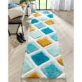 thumbnail image 1 of Well Woven Parker Blue Geometric Boxes Thick Soft Plush 3D Textured Shag Runner Rug (2'7" x 9'10"), 1 of 8