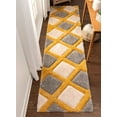 thumbnail image 1 of Well Woven Parker Yellow Geometric Boxes Thick Soft Plush 3D Textured Shag Area Rug, 1 of 5