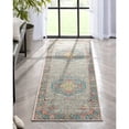 thumbnail image 1 of Well Woven Payson Teal & Grey Persian Medallion 2'3" x 7'3" Runner Rug, 1 of 8