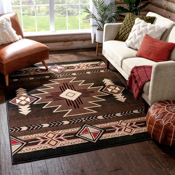 Well Woven Persa Dakota Tribal Aztec Southwestern Brown 5'3" x 7'3" Area Rug