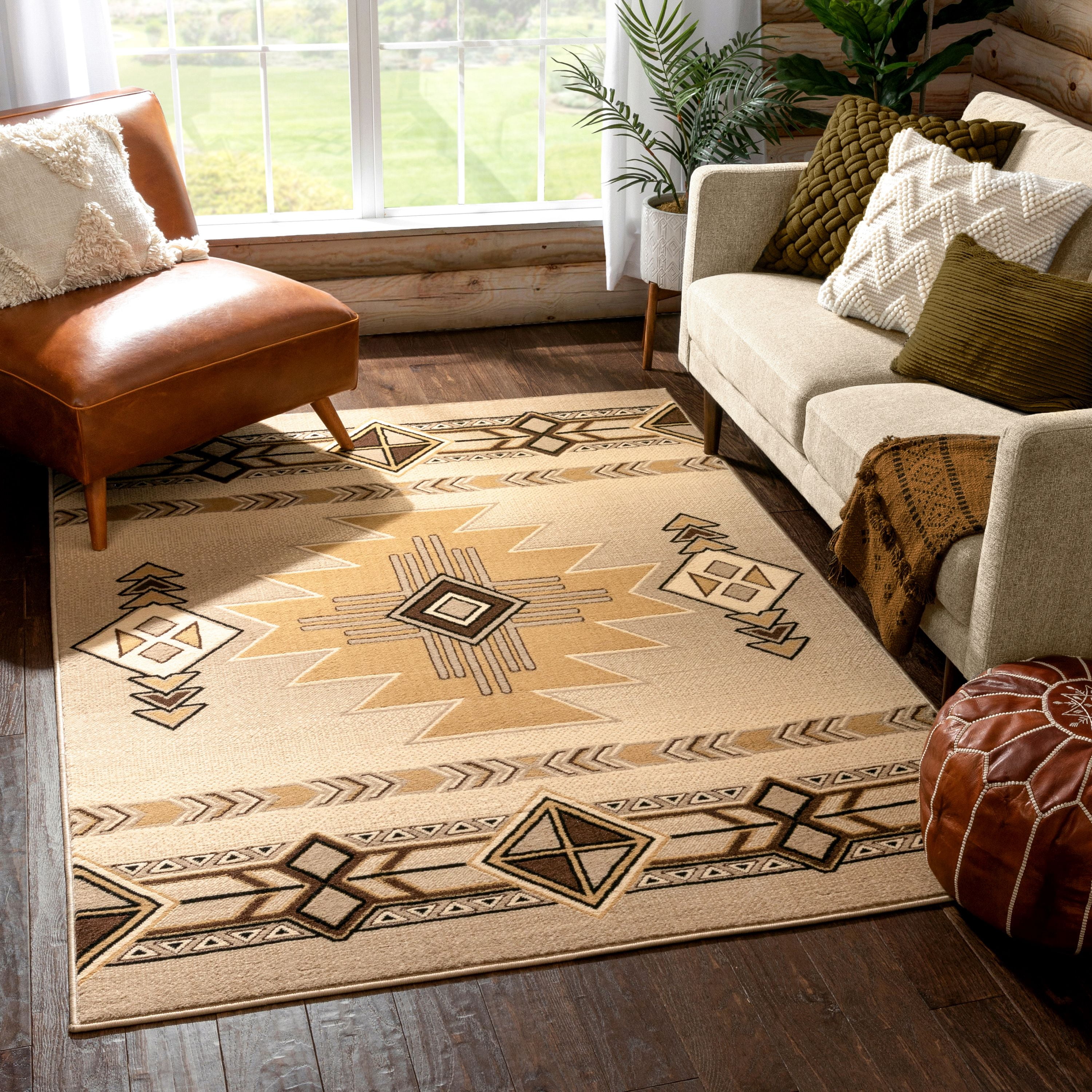 Well Woven Persa Dakota Tribal Aztec Southwestern Ivory 5'3" x 7'3" Area Rug