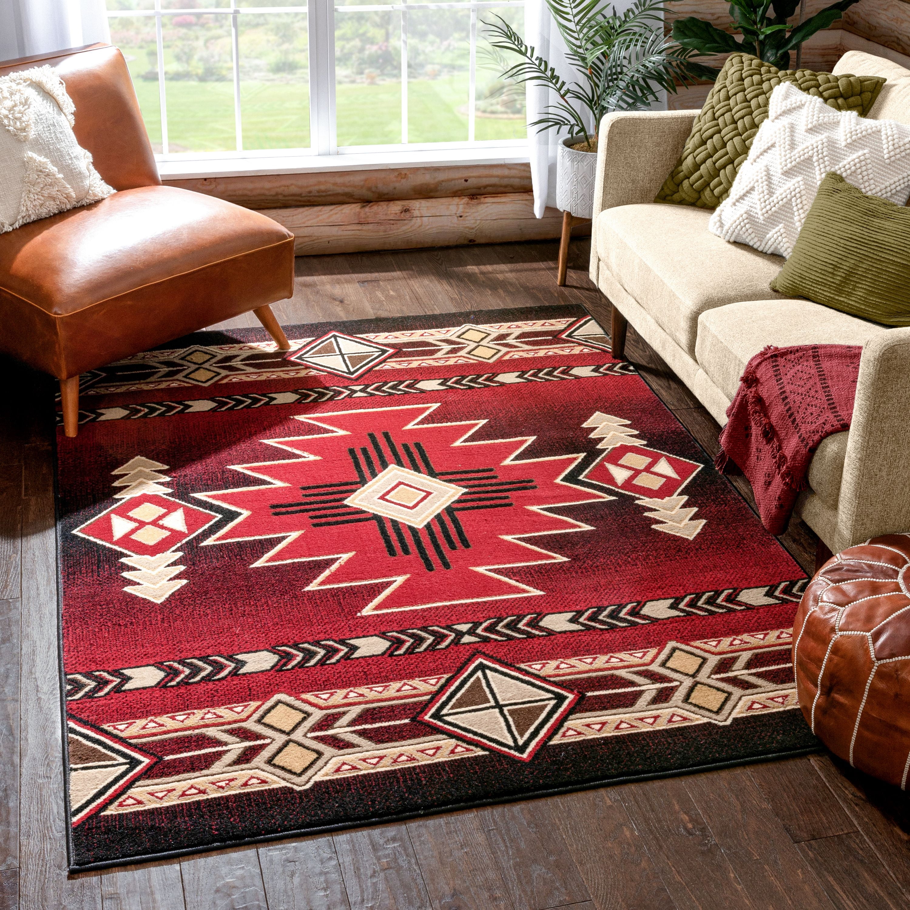 Well Woven Persa Dakota Tribal Aztec Southwestern Red 5'3" x 7'3" Area Rug