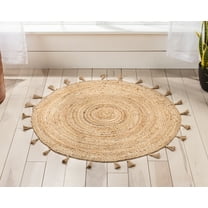 Well Woven | Philomena Natural Jute | Hand-Braided Tasseled Area Rug | 3' Round