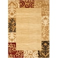 thumbnail image 1 of Well Woven Plain Border Rug Damask Warm Colors with Brush Effect Soft Rug, 1 of 7