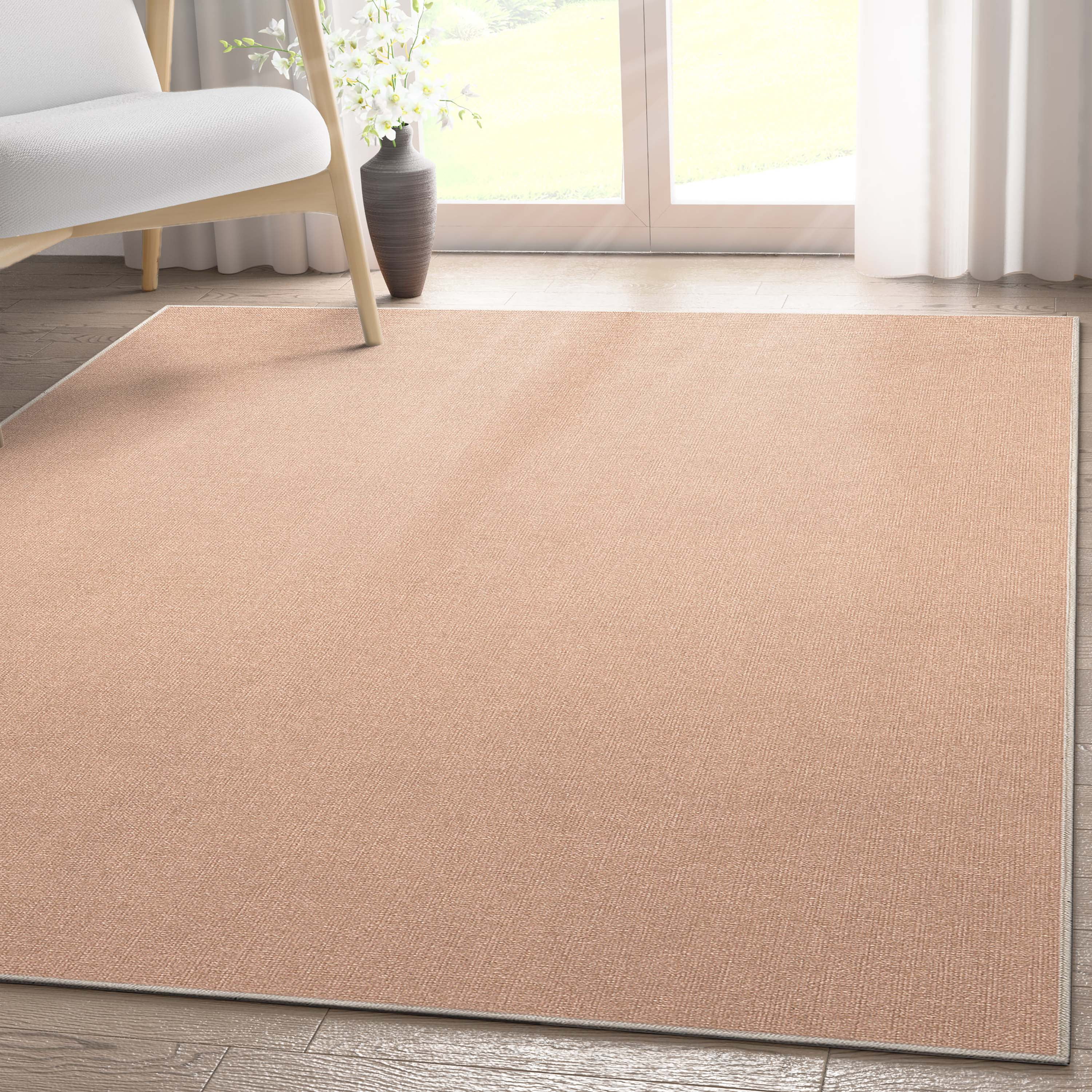 Coral Flat-Weave Stain-Resistant Synthetic Area Rug