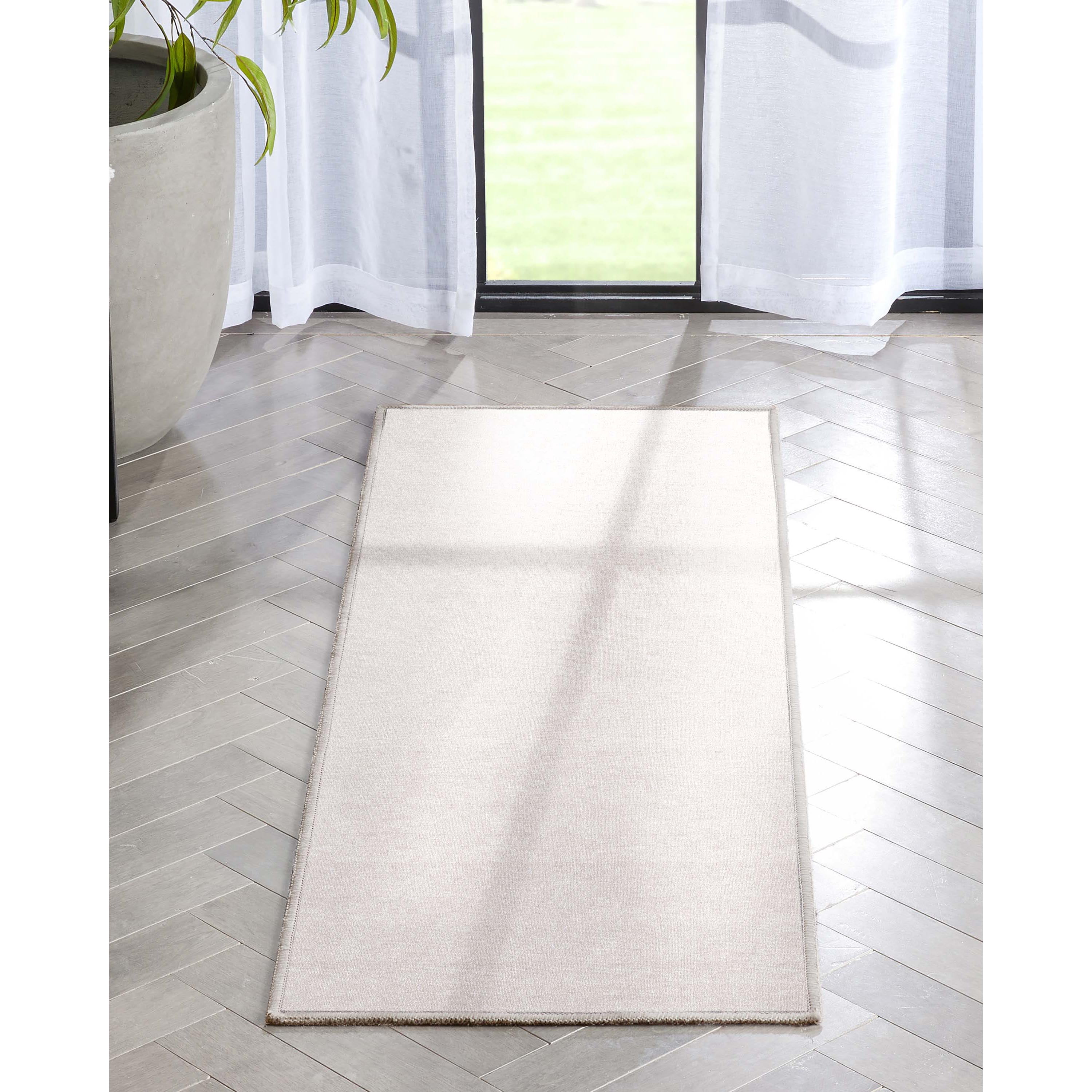 Well Woven Plain Solid Modern Solid Ivory Flat-Weave 2'3" x 7'3" Runner Rug