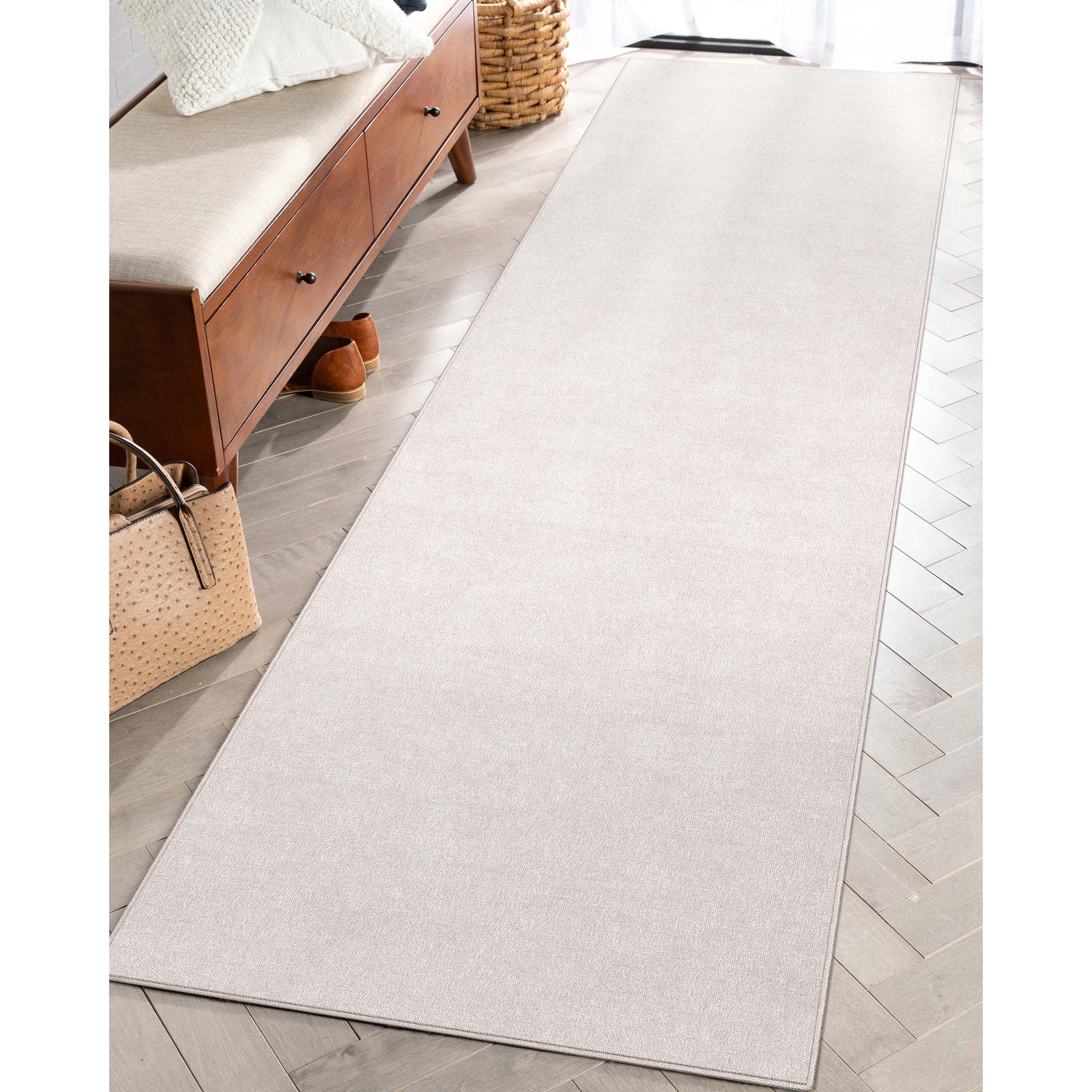 Well Woven Plain Solid Modern Solid Ivory Flat-Weave 2'7" x 9'6" Runner Rug