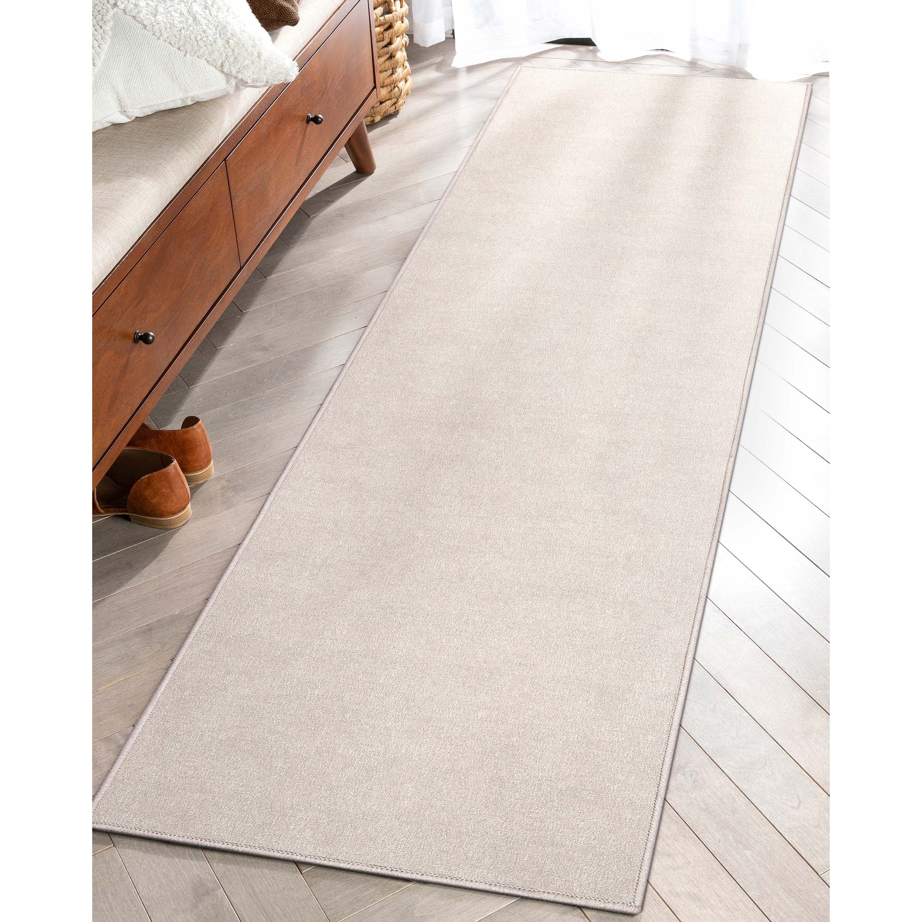 Well Woven Plain Solid Modern Solid Ivory Flat-Weave 20" x 5' Runner Rug