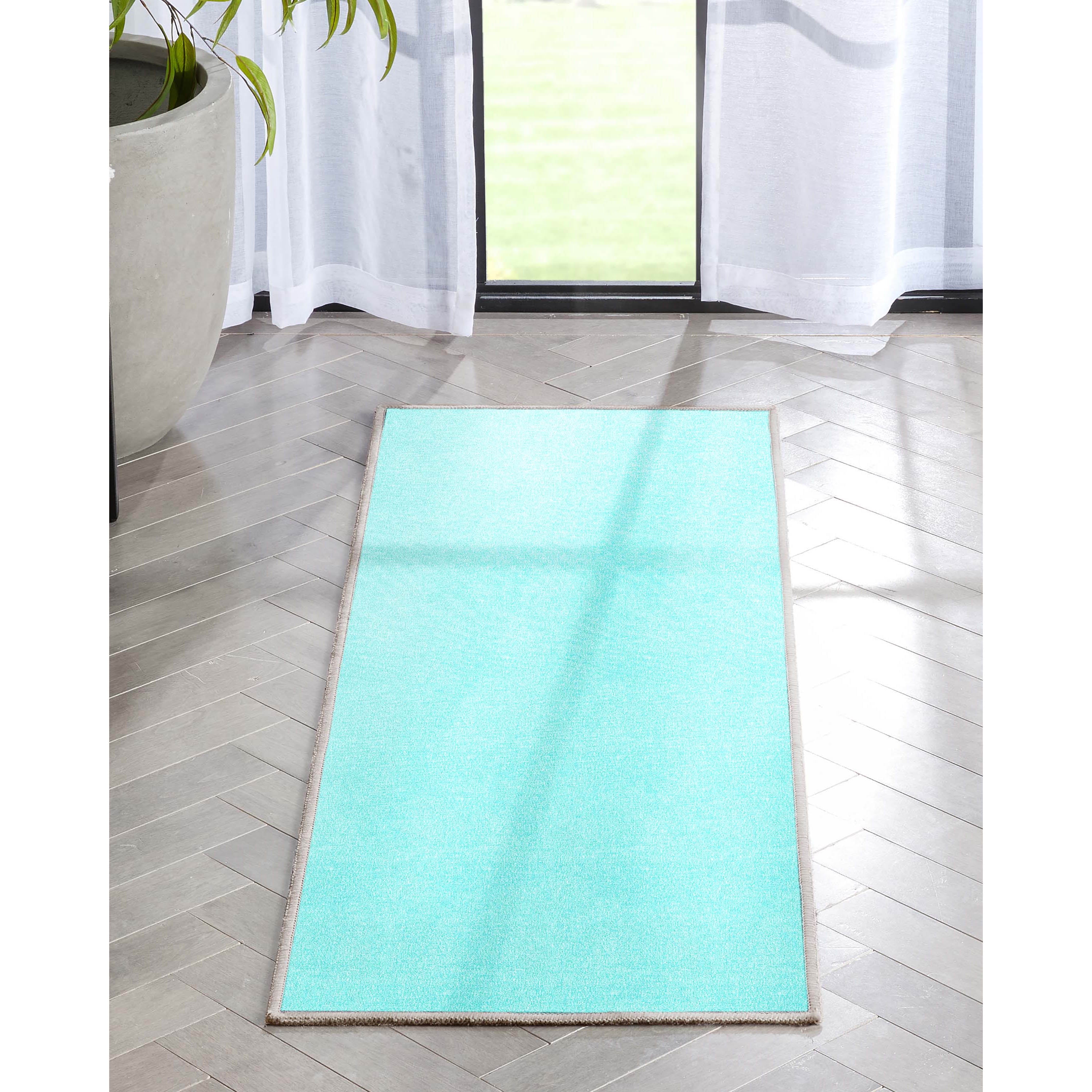 Well Woven Plain Solid Modern Solid Turquoise Flat-Weave 2'3" x 7'3 ...