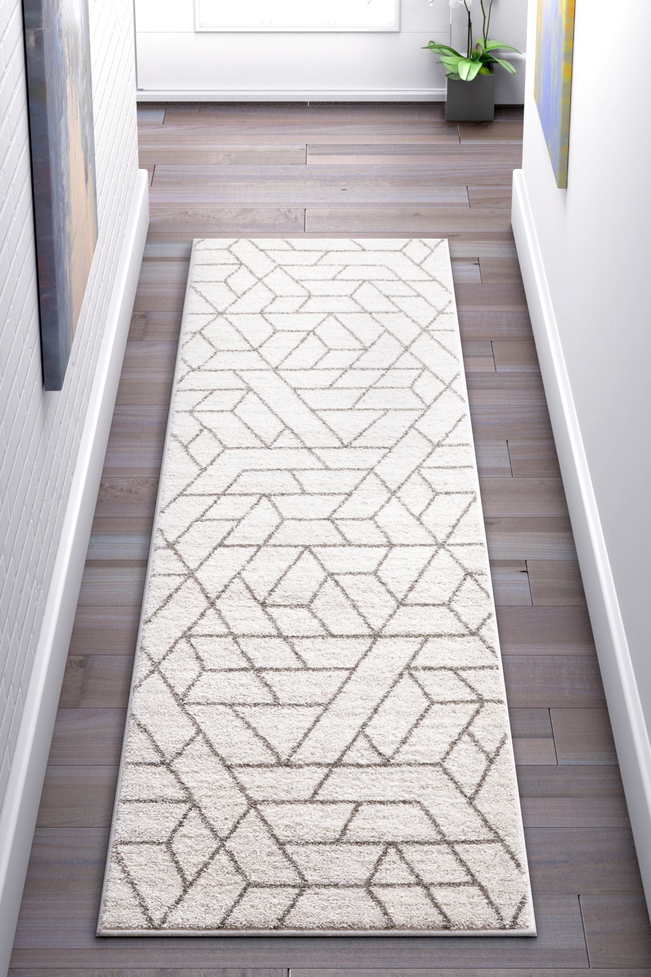 Well Woven Plaza Geometric Ivory Modern Lines Angles Tiles Shapes Area ...