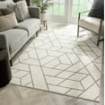 thumbnail image 1 of Well Woven Plaza Geometric Ivory Modern Lines Angles Tiles Shapes Area Rug 5x7 (5'3" x 7'3") Carpet, 1 of 6