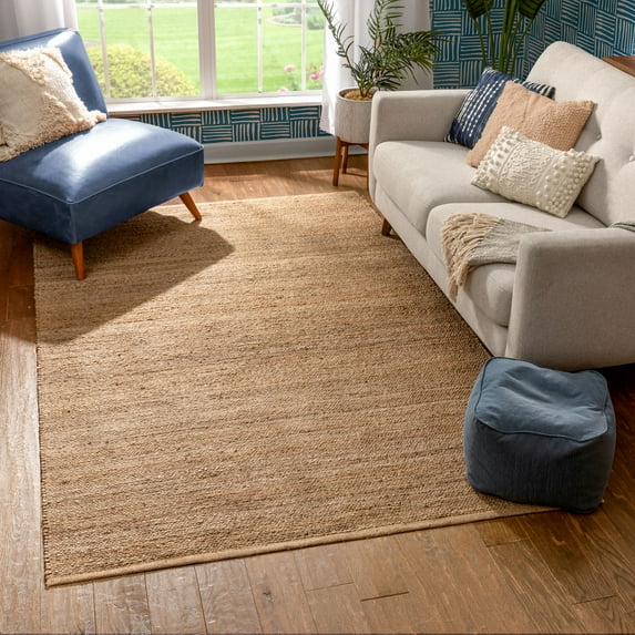 Well Woven Ramy Natural Color Hand-Woven Chunky-Textured Jute Area Rug 5x8 (5' x 7'6")