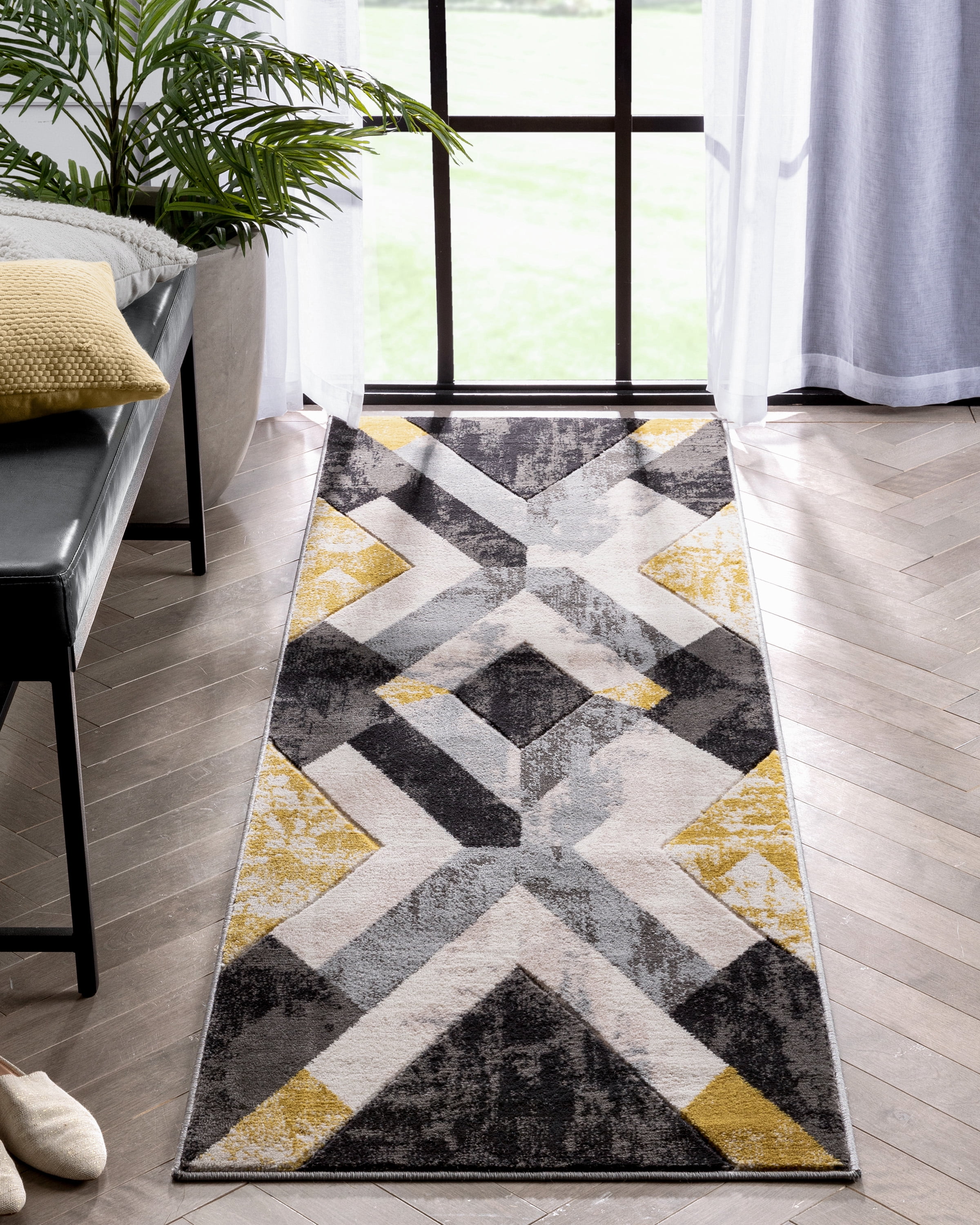 Well Woven Rheta Gold Modern Geometric Stripes & Angles Pattern Runner ...
